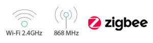 Wi-Fi 2.4GHz, 868 MHz, Zigbee